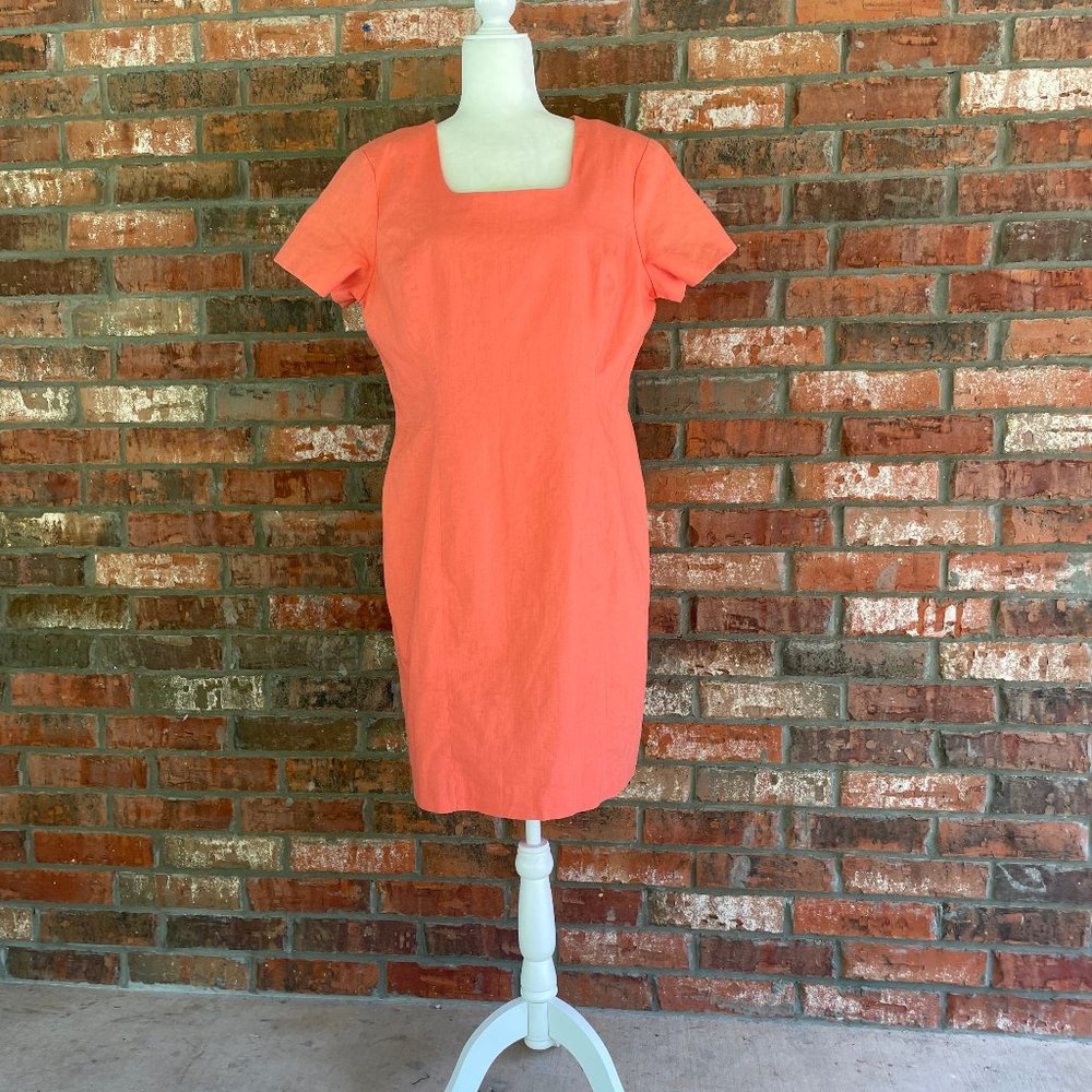 vintage orange linen minidress size 14